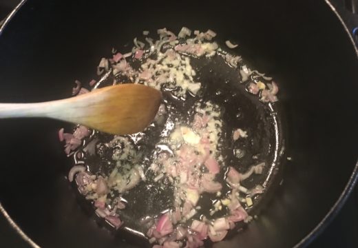 Simmering shallots with butter