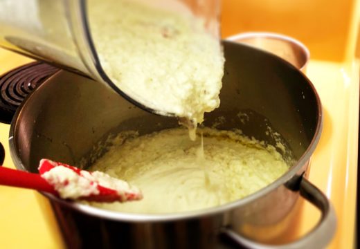 Making Creamy Vegan Cauliflower Soup