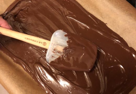 Spreading melted chocolate