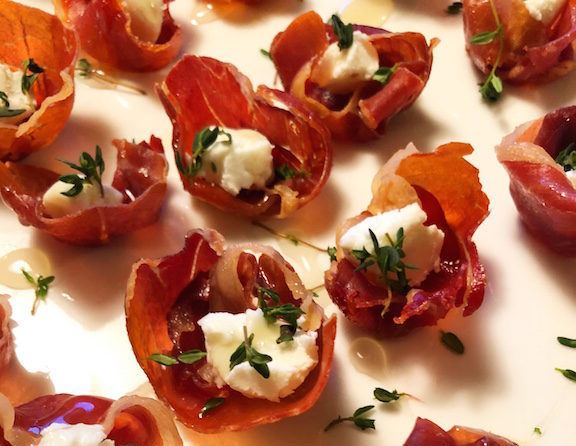 Baked Prosciutto Cups with Goat Cheese