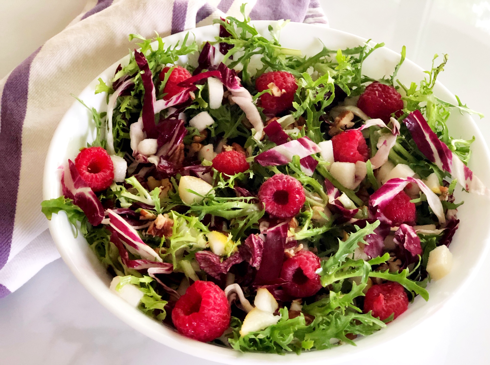 Seasonal Raspberry Radicchio and Pear Lectin Free Salad Recipe in book Roadmap to Autoimmune Remission